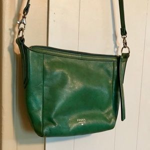 Green Leather Fossil Crossbody